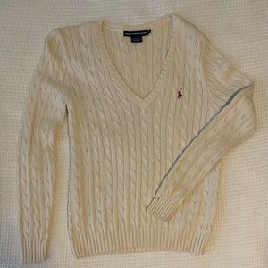 Ralph Lauren Sport cream vneck cable sweater, XL